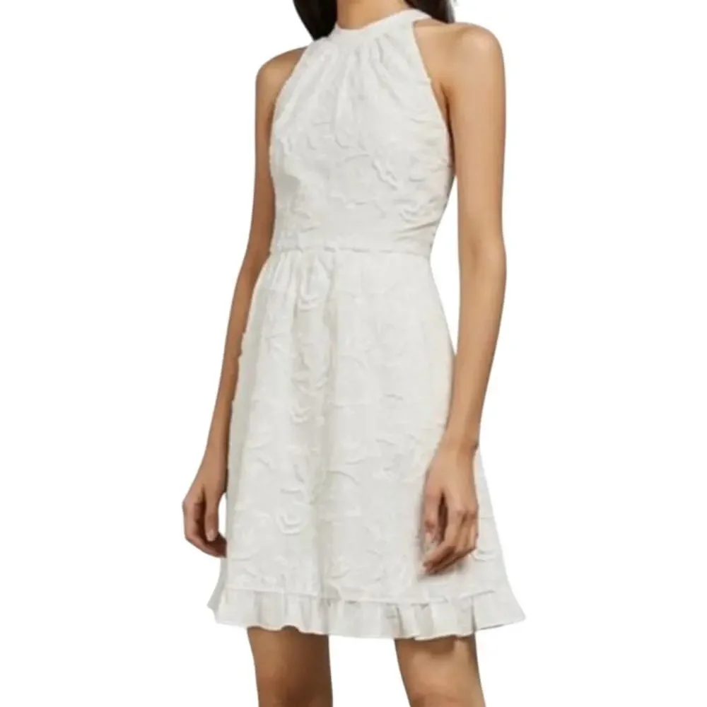 Ted Baker Lorene White Floral Embroidered Halter‎ Fit & Flare Dress - Picture 2 of 9